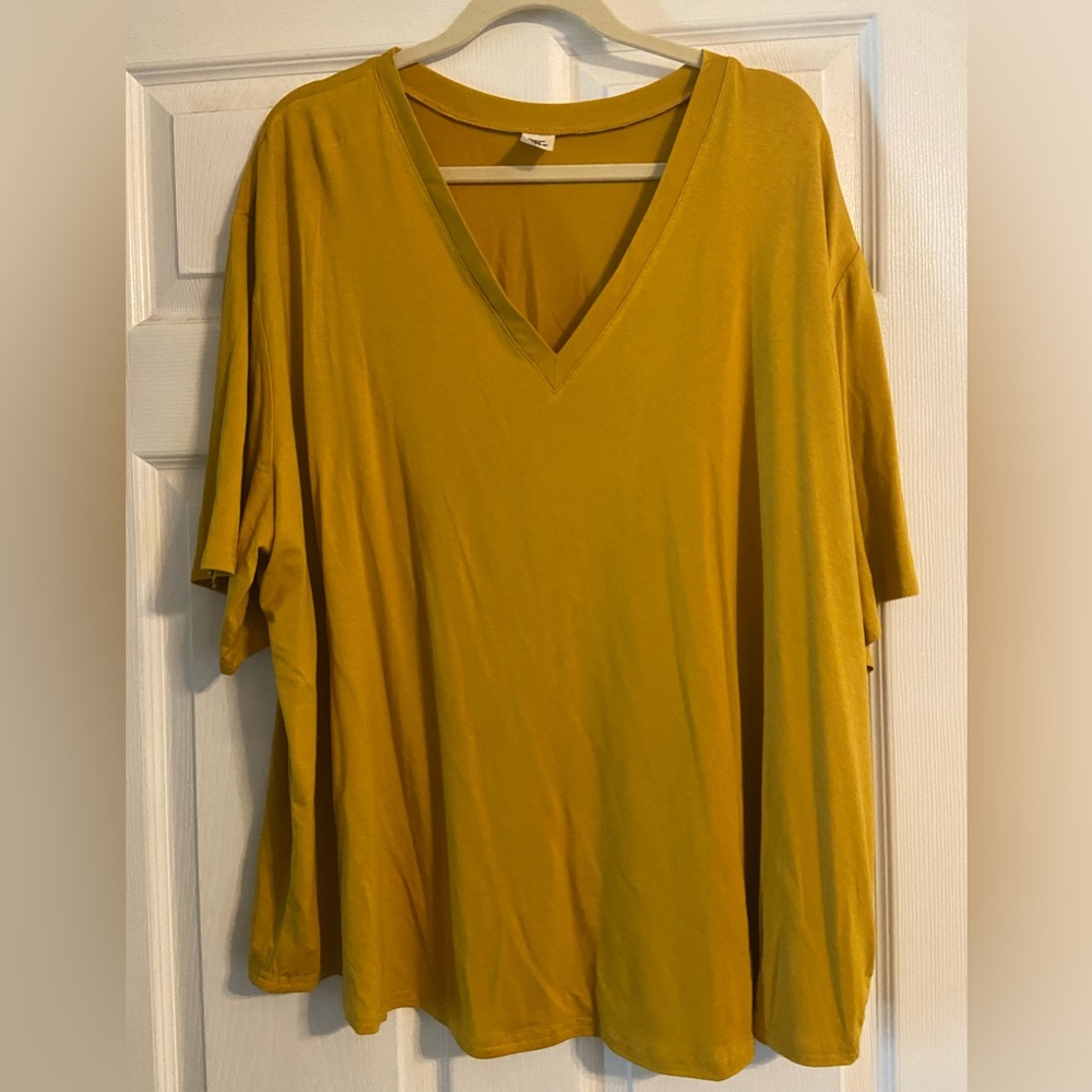 Mustard Yellow V Neck Top - 3X